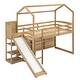 preview thumbnail 5 of 12, Wood Twin Wood Loft Bed with Slide & Storage Shelves