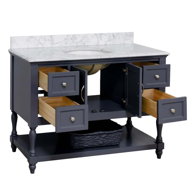 KitchenBathCollection Beverly 48" BathroomVanity w/ Carrara Marble Top