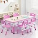 preview thumbnail 1 of 22, Height Adjustable Kids Table and 6 Chair Set - Multifunctional Desk with Ergonomically Designed Chairs Pink