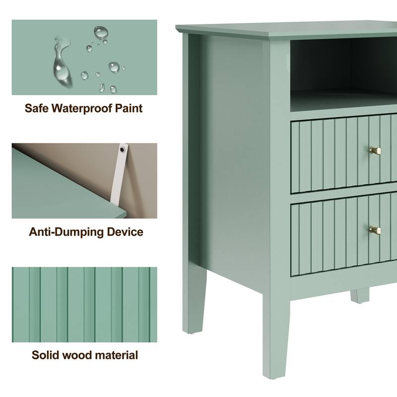 Nightstand with 2 Drawers, Set of 2