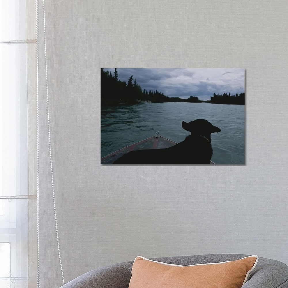 iCanvas "A Black Labrador Dog Travels Up The Kenai River On A Boat's Bow II" by Joel Sartore Canvas Print