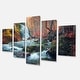preview thumbnail 2 of 23, Autumn Mountain Waterfall Long View Landscape Photo Canvas Print - Orange