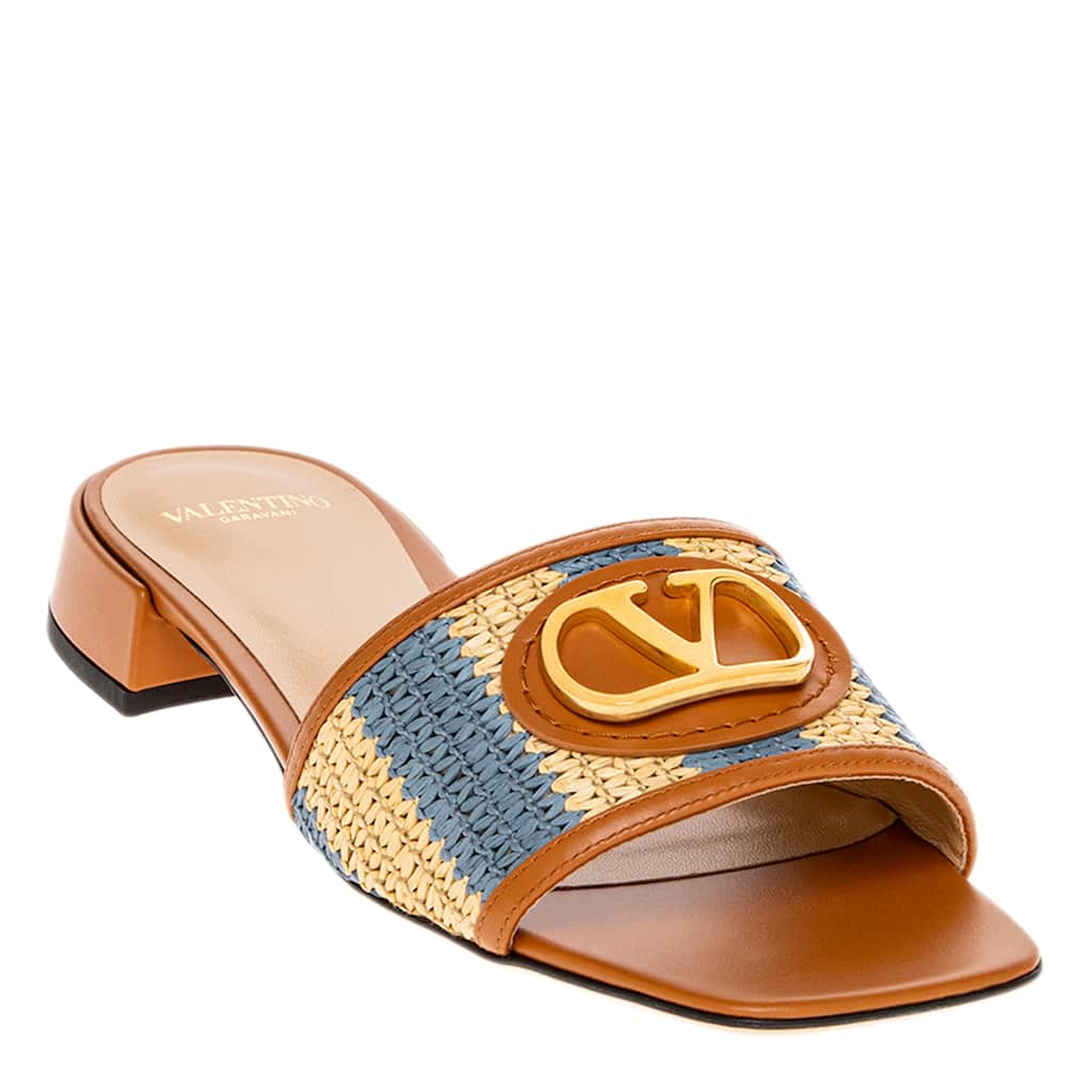 Valentino VLogo Signature Crochet Raffia Sandals