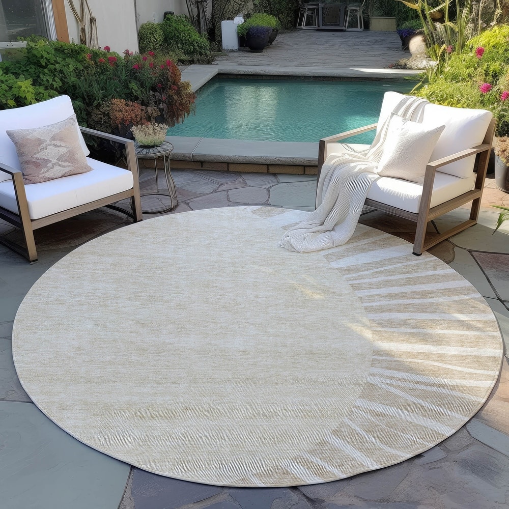 Machine Washable Indoor/ Outdoor Chantille Modern Sunburst Rug