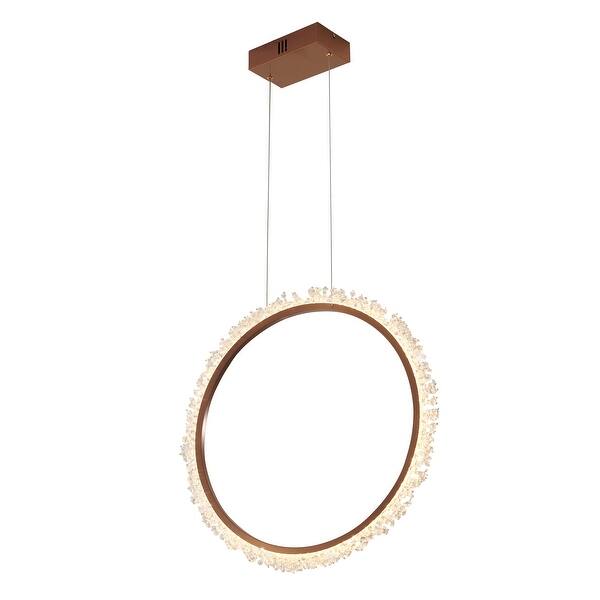Gold LED Round Chandelier With Crystal Accents - Bed Bath & Beyond ...