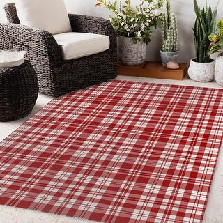 Red Plaid Rug 4x6 PLAYFUL PLAID RED Outdoor Rug By Terri Ellis - Bed Bath & Beyond - 34350046