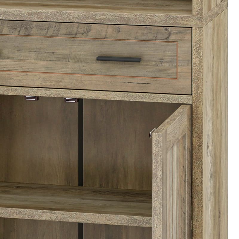 67" Kitchen Pantry Cabinets with Microwave Stand & Charging Station