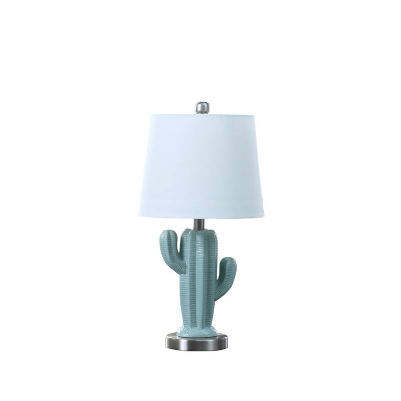 Modern Table Lamp Ceramic Cactus Teal Southwest Style Desk Lamp 22 Inch
