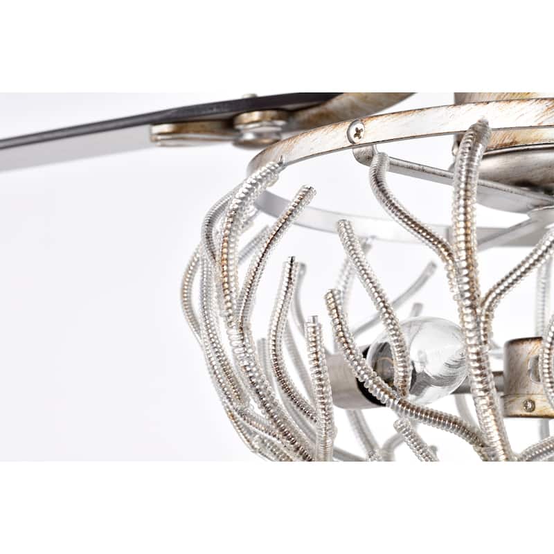 Kannon 52 Inch Ceiling Fan Antique Silver Finish Shabby Chic Style with Remote