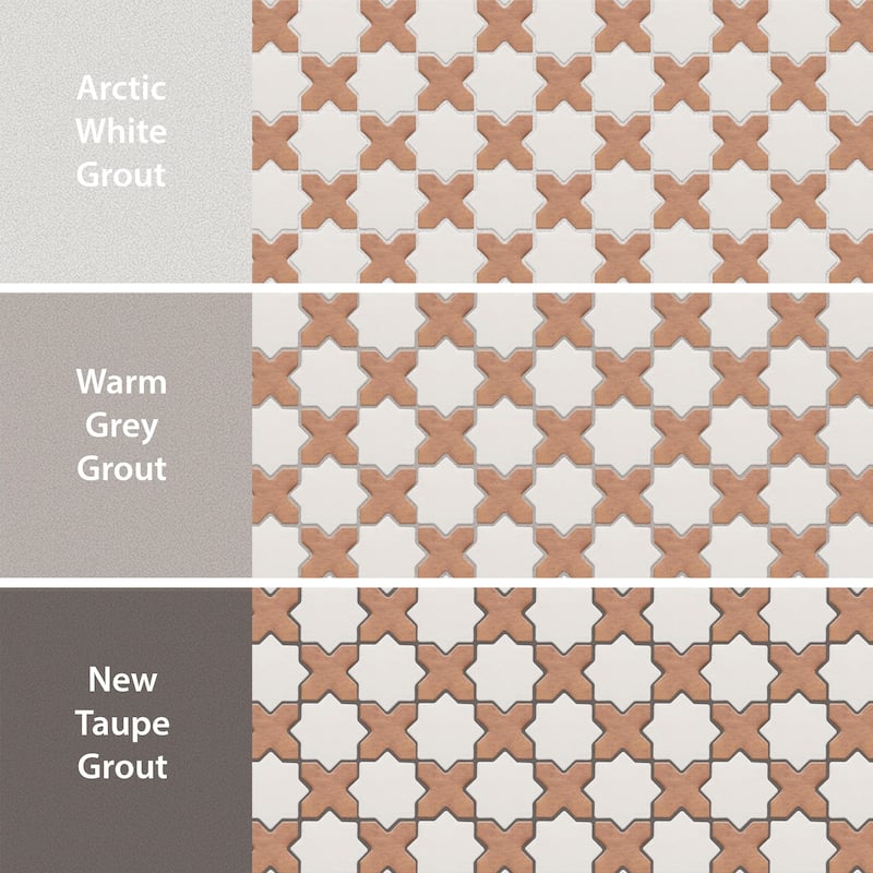 Merola Tile Sentier des Cotto 2" Cross with White Star 11-7/8" x 11-7/8" Porcelain Mosaic Floor and Wall Tile