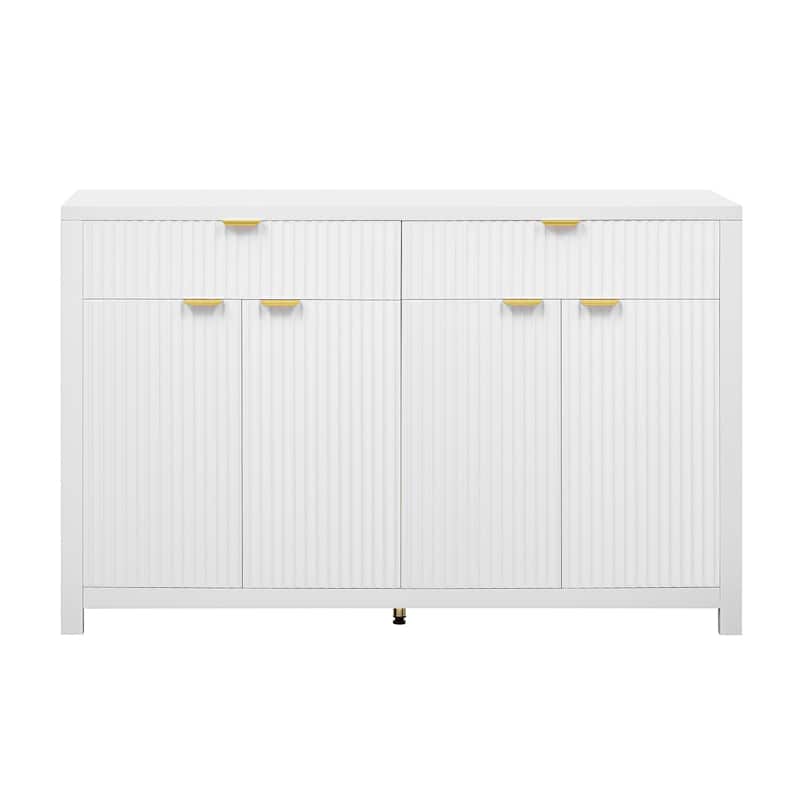 Roomfitters Modern Sideboard Cabinet, Wave Pattern Storage Buffet with Adjustable Shelves, Accent Console