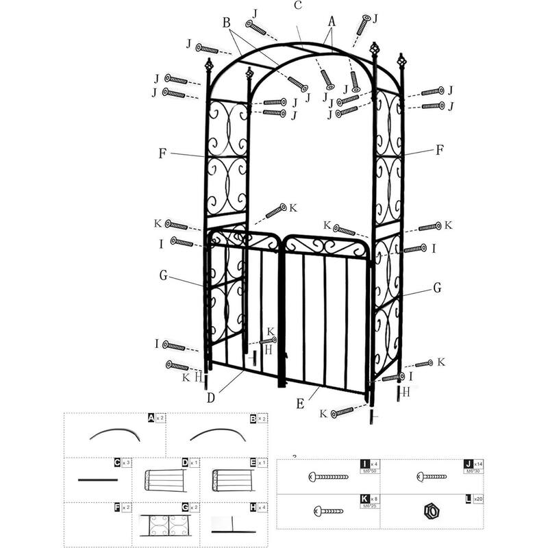 7.9FT Metal Garden Arch, with Double Gates