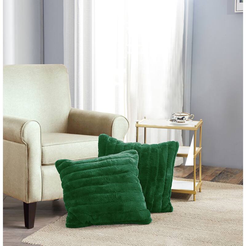 Serenta SuperMink Solid Color Throw Pillow Shell Cushion Cover Set - 26" x 26" - Eden - Set of 2