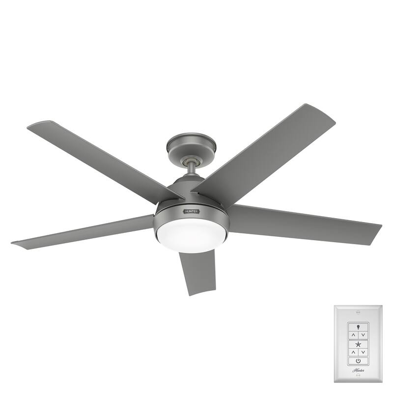 Hunter 52" Skyflow Outdoor Ceiling Fan w/ LED Light Kit, Wall Control - Coastal Modern Contemporary - WeatherMax - WET-RATED!