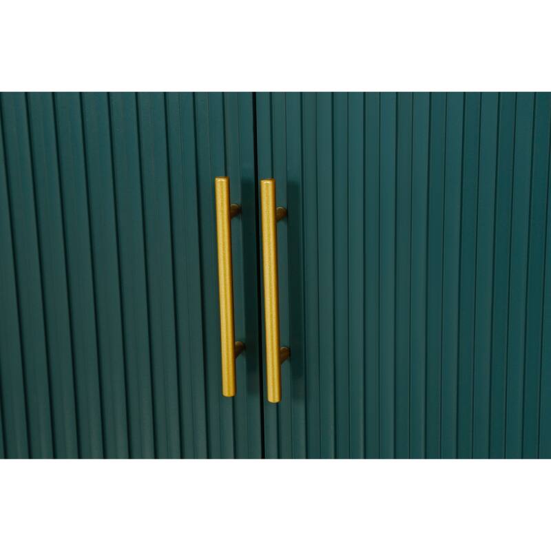 Roomfitters Wood TV Stand for TVs up to 50", Media Console Table with Storage Cabinet & Adjustable Shelves, Navy Blue