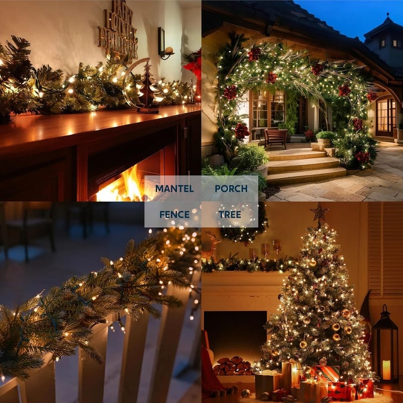 Joyfy 300(3x100) Mini Warm White Christmas String Lights - Green