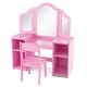 preview thumbnail 2 of 20, Kids Vanity Table and Chair Set with Removable Tri-Folding Mirror - 41" x 16" x 46" Pink