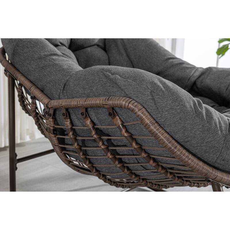 Grey Modern 37.2" Upholstered Rocking Chair with Steel Frame for Living Room
