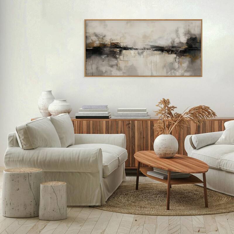 Abstract Gray Wall Decor,Minimalist Beige Wall Painting