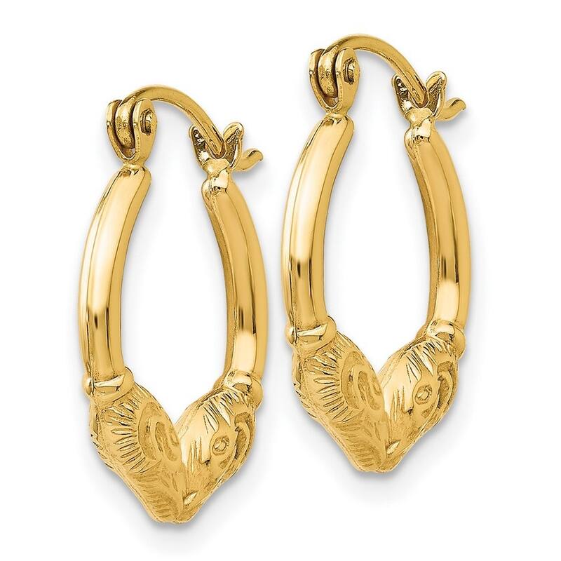 Curata 14k Yellow Gold Polished Hoop Earrings 10x3mm