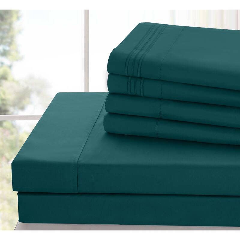 6 Piece Bed Sheet Set Deep Pocket Ultra Soft Microfiber Bedding Sheets