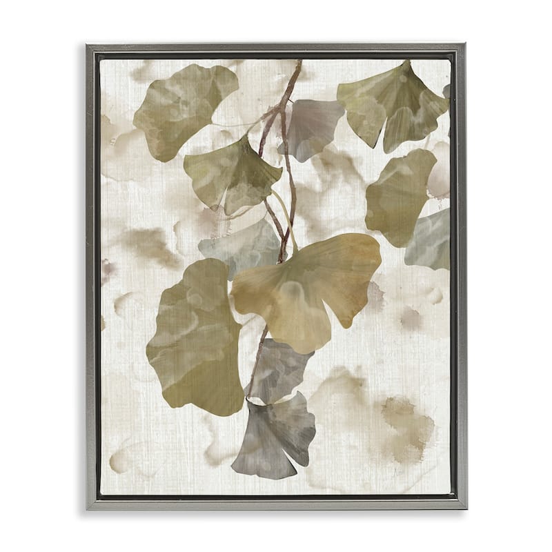 Stupell Rustic Ginkgo Leaves Framed Floater Canvas Wall Art Design by Nan
