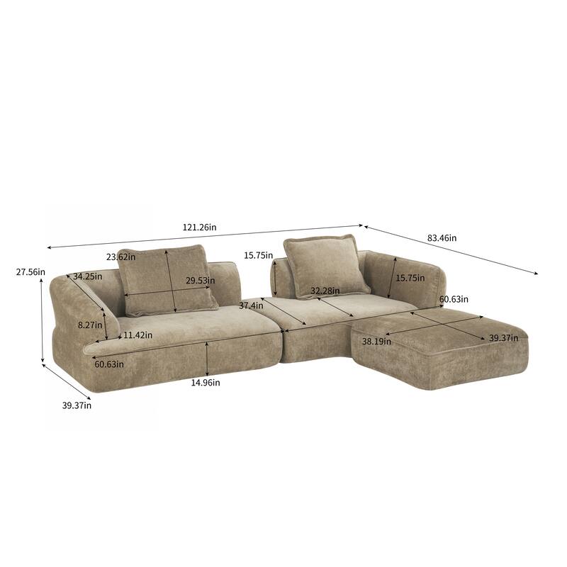 Christopher Knight Home - Modern Upholstered Sectional Sofa with Curved Silhouette
