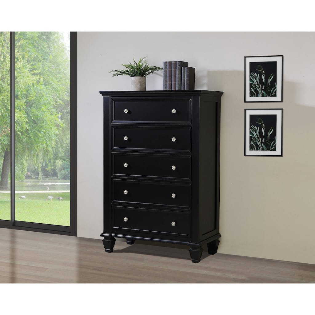 Sandy Beach Coastal Wood 5-drawer Bedroom Chest