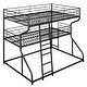 preview thumbnail 18 of 23, Full XL over Twin XL over Queen Size Triple Bunk Kids Bed, Industrial Metal Frame with Guardrails, Vault-Inspired Accents, White