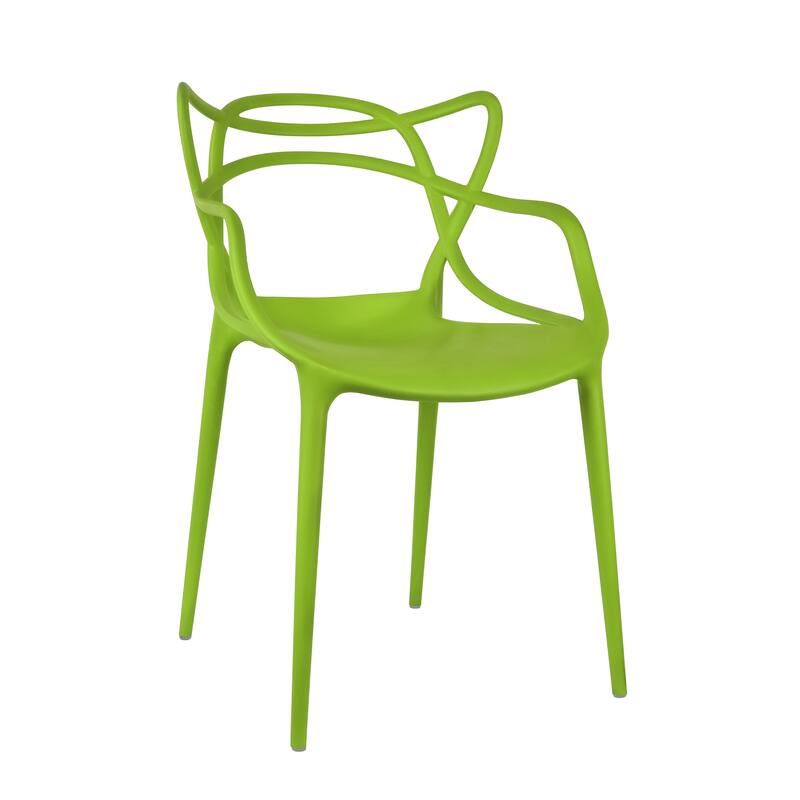 Modern Stackable Geometric Molded Stacking Chairs Dining Armchairs Indoor Outdoor Patio Work Office Kitchen (Set of 2)