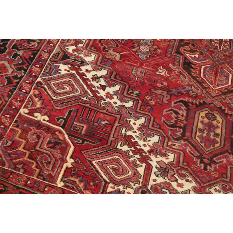Hand Knotted Oriental 100% Wool Carpet Traditional Medallion Red Heriz Area Rug - 11' 3'' X 7' 9''