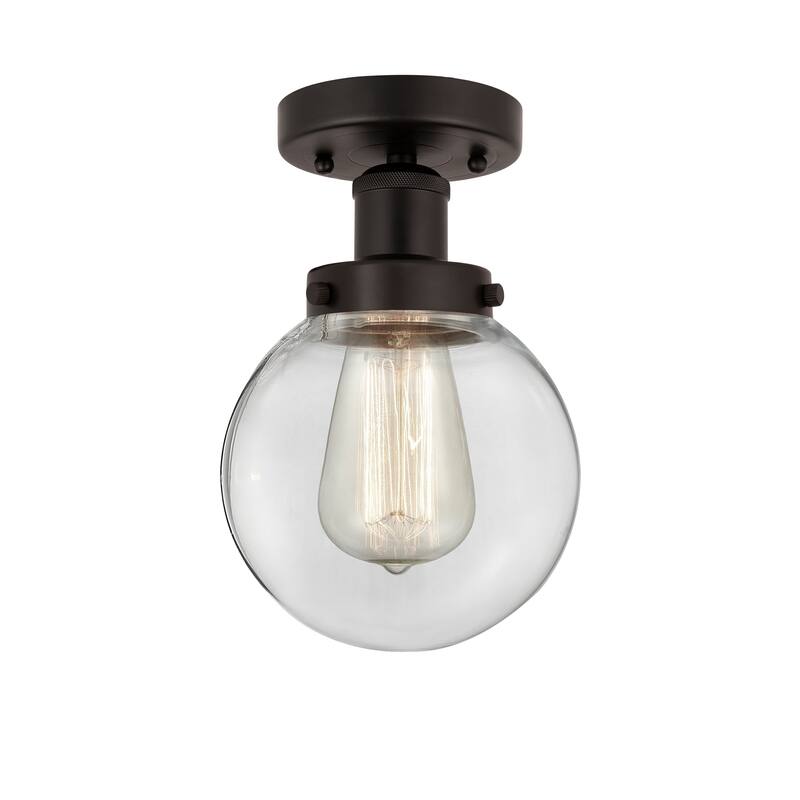 Innovations Lighting Beacon - 1 Light 6" Semi-Flush Mount - Clear/Oil Rubbed Bronze