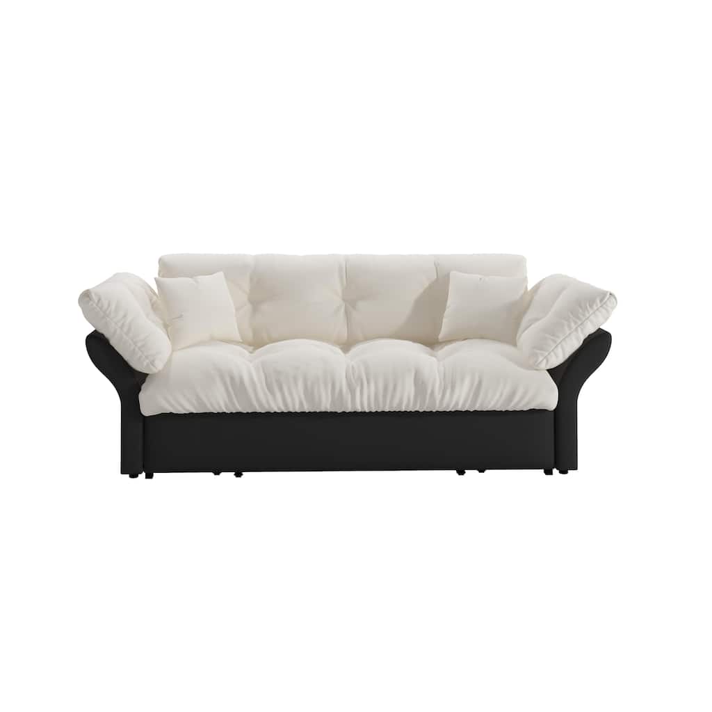 74.8" Tufted Queen 3-in-1 Convertible Sleeper Pull Out Sofa Bed