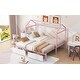 preview thumbnail 5 of 12, Twin XL to King Metal House Platform Bed Frame with Underneath 2 Drawers and House-shaped Frame for Kids, Teens