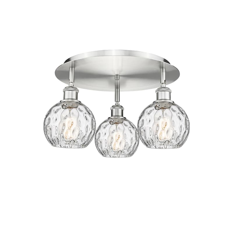Innovations Lighting 516-3C-9-18 Athens Water Glass Flush Athens Water - Satin Nickel / Clear Water Glass