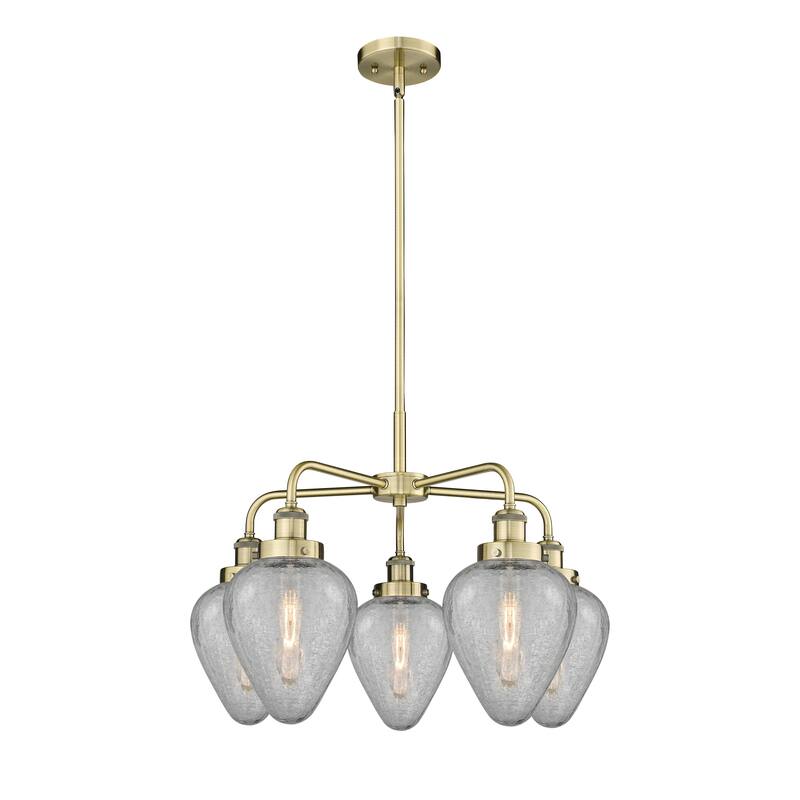Innovations Lighting Geneseo - 5 Light 24" Stem Hung Chandelier - Antique Brass
