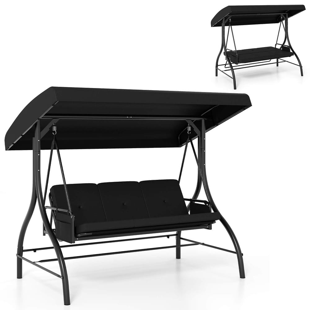 Costway 3-Seat Patio Swing with Canopy with Removable Cushions & Side - See Details