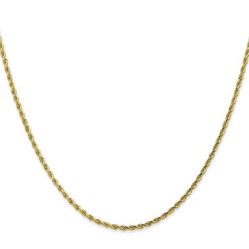 Curata 10k Yellow Gold 9-inch 2.0mm Diamond-cut Rope Chain Anklet Ankle Bracelet for Women
