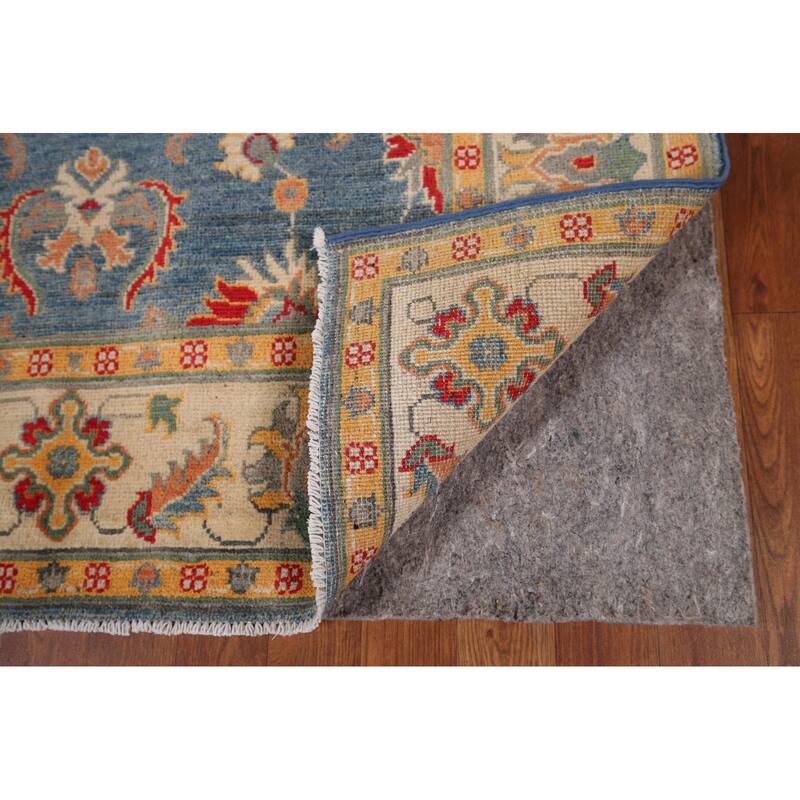 Blue Floral Oushak Oriental Area Rug Hand-Knotted Wool Carpet - 4'1" x 6'4"