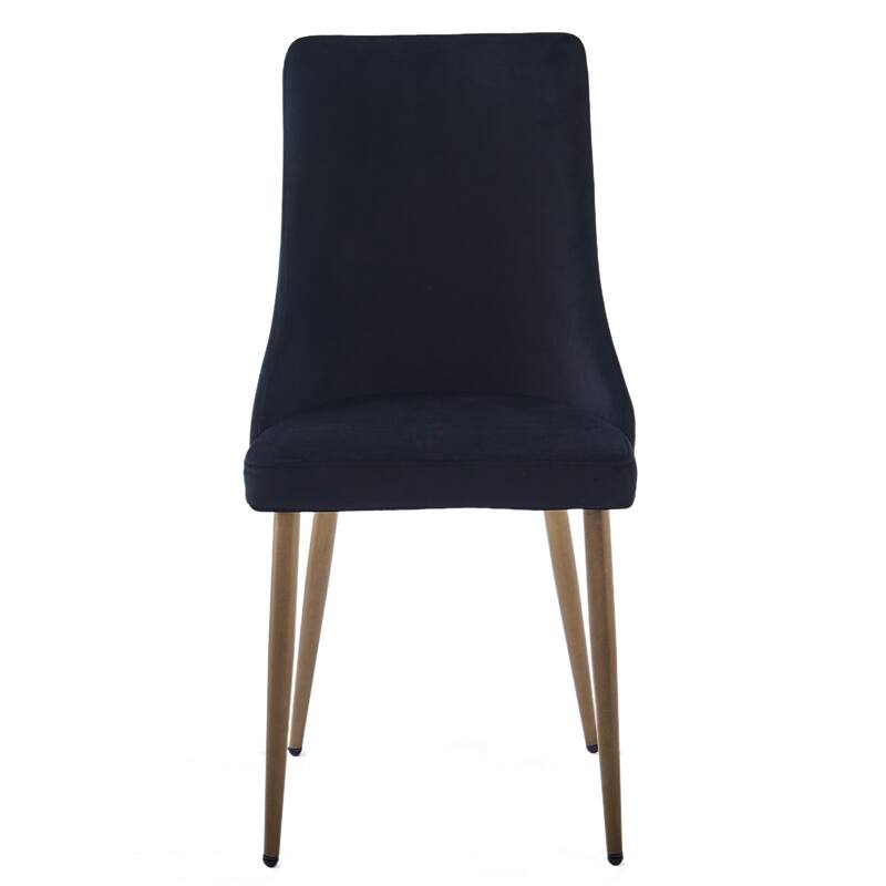 Mid-Century Velvet and Metal Dining Chair, Set of 4 - Black and Aged Gold