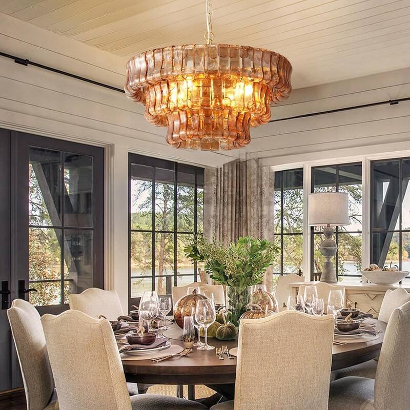 KAYLA 36 in. 6-Lights Gold Crystal Drum Chandelier