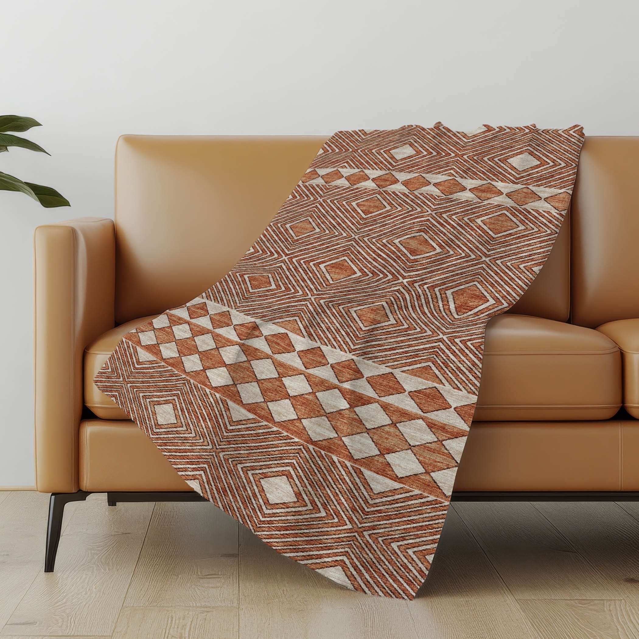 Premium Machine Washable ASB107 Modern Geo Sherpa Throw Blanket