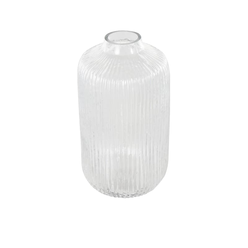 Glass Ribbed Fluted Vase - Clear - Roche River Decor