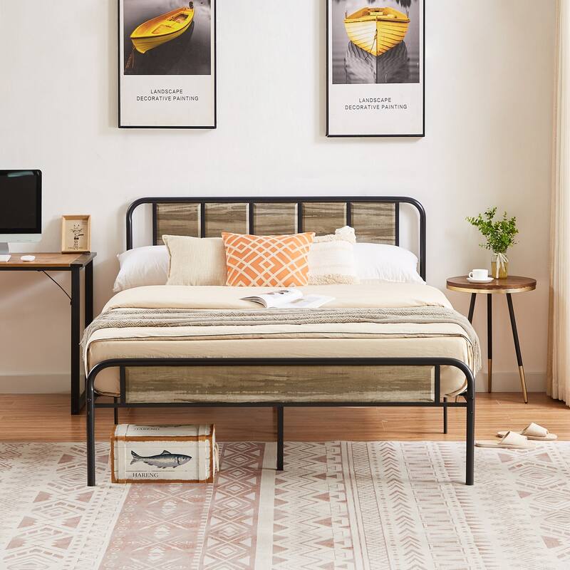 VECELO Platform Bed Frame with Wood Headboard,Twin/Full/Queen Size Bed