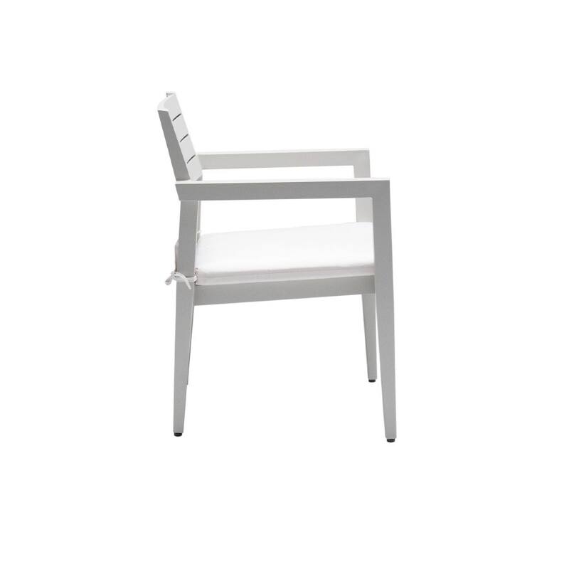 4PCS Outdoor Patio Aluminum Stationary Dining Chairs, Grayish