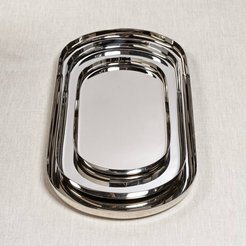 Perpignan Versatile Oblong Polished Steel Tray