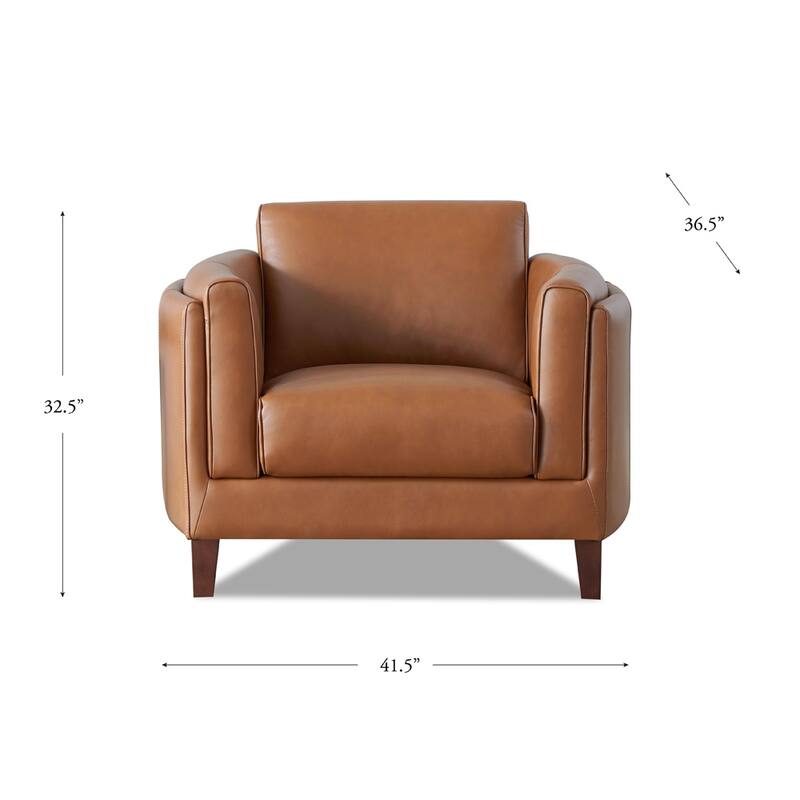 Hydeline Maui Top Grain Leather Chair With Feather, Memory Foam and Springs
