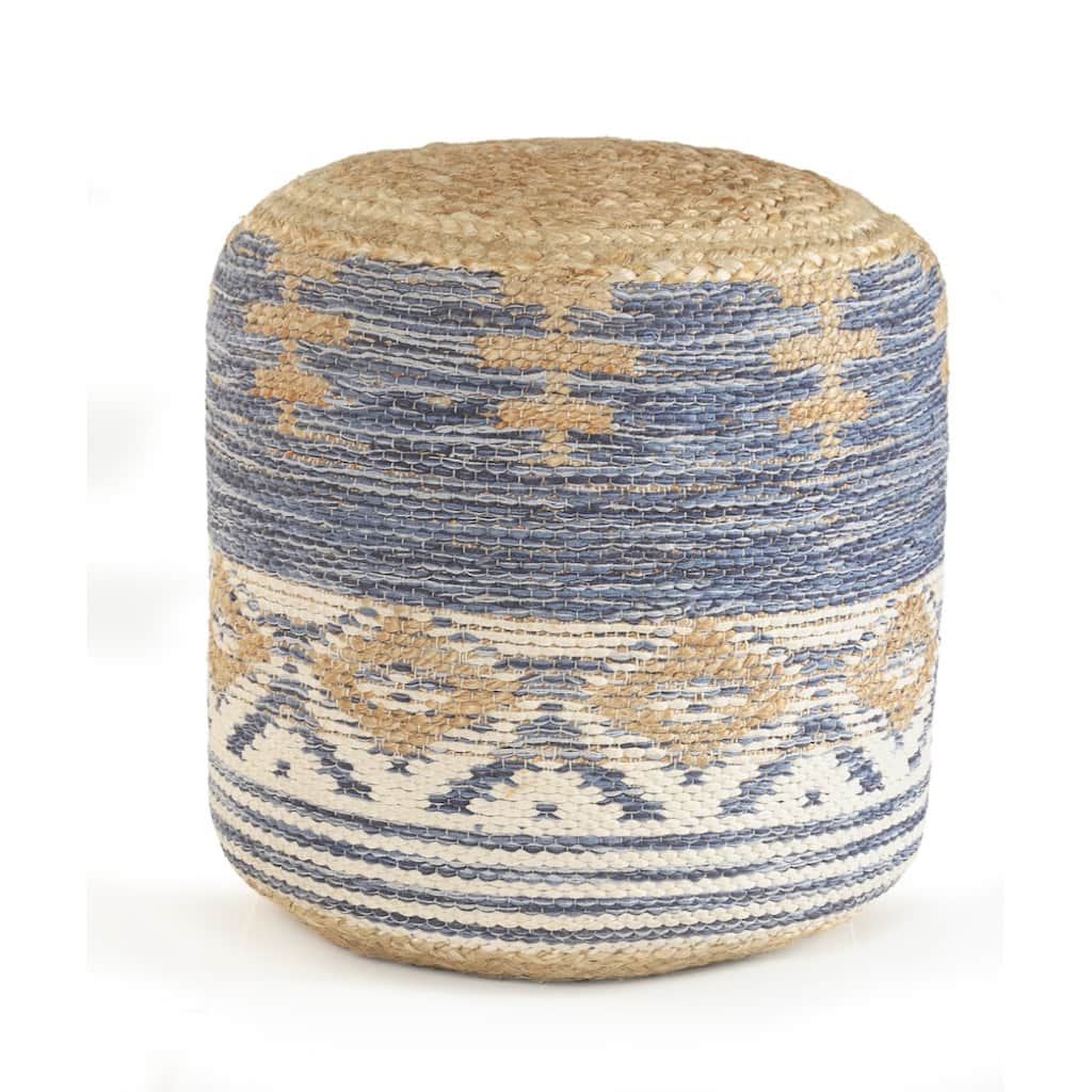 18-Inch Geometric Pouf Ottoman for Living Room or Bedroom Seating
