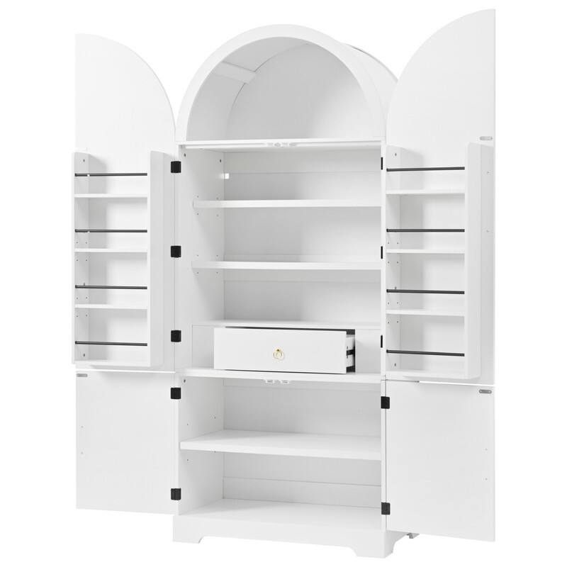 Arched 72" Tall Kitchen Pantry Cabinet with 8 Door Shelves and 3 Adjustable Shelves for Kitchen Storage Solutions