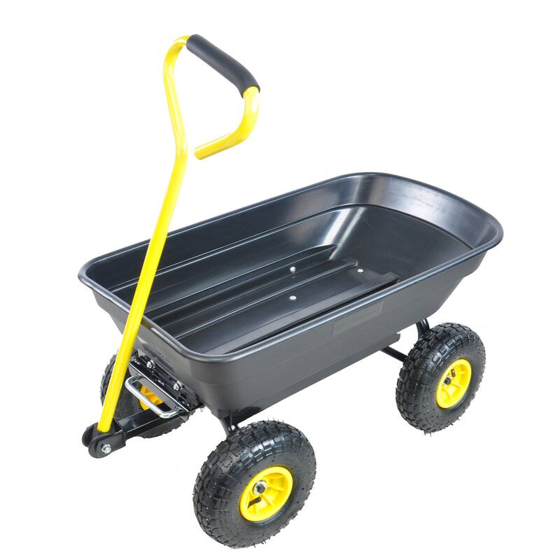 Folding Wagon Poly Garden Dump Cart with Sponge Hand-holder
